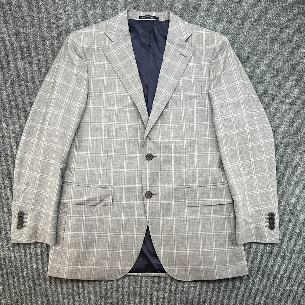 Suitsupply Lazio Suit Blazer Jacket US 40R Slim Fit Wool Window Pane Gray